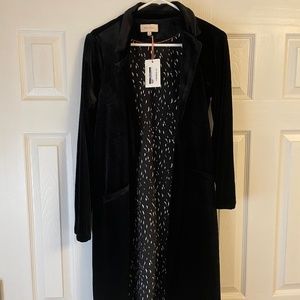 Velvet knee length duster cardigan